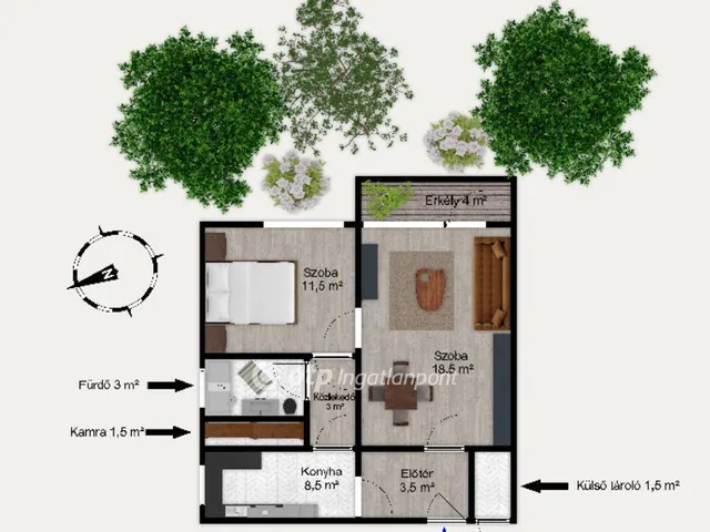 Eladó lakás Budapest XX. kerület, Pesterzsébet 55 nm