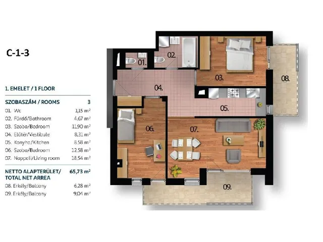 Eladó lakás Budapest XI. kerület, Péterhegy 65 nm