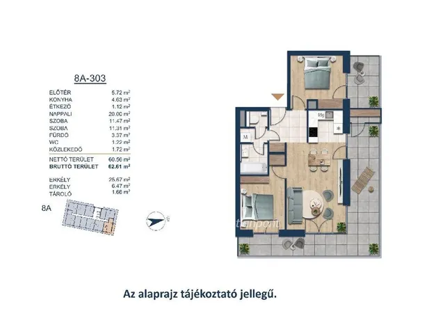 Eladó lakás Budapest III. kerület, Óbuda 62 nm