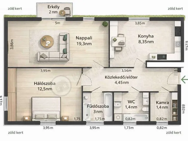 Eladó lakás Budapest XIV. kerület, Herminamező 50 nm
