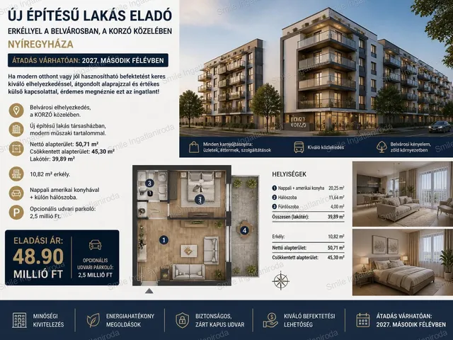 Eladó lakás Nyíregyháza, Belváros 51 nm