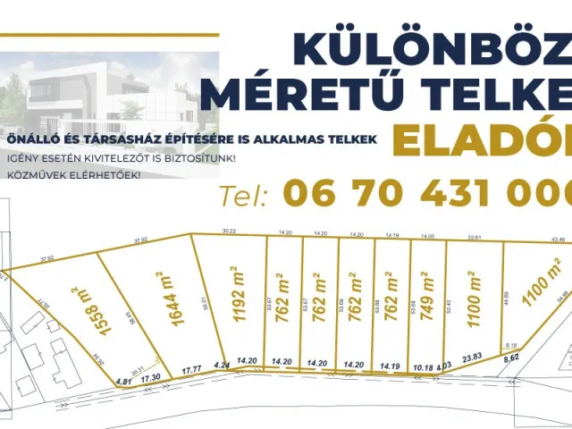Eladó telek Dabas 762 nm