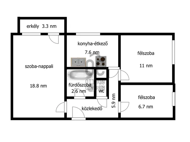 Eladó lakás Záhony 55 nm