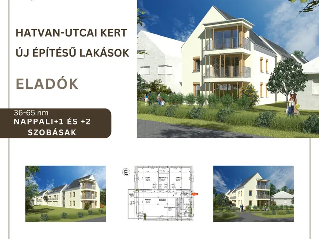 Eladó új építésű lakópark Debrecen, Hatvan utcai kert 64 nm