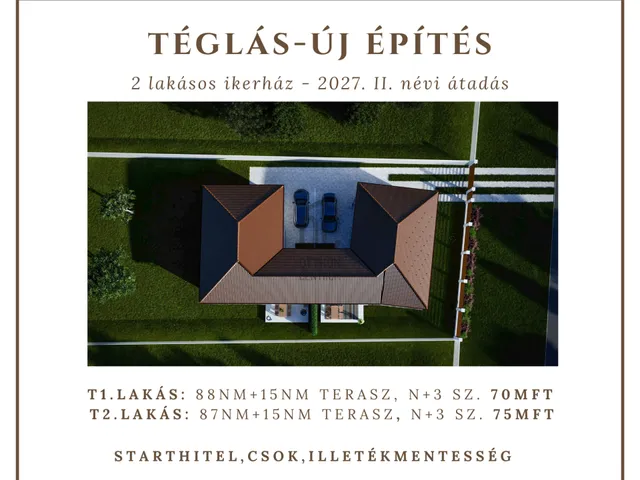 Eladó új építésű lakópark Téglás 87 nm