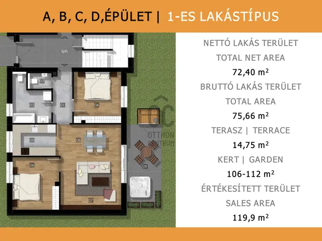 Eladó lakás Budapest XXIII. kerület, Soroksár-Újtelep 72 nm