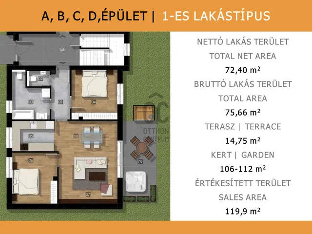 Eladó lakás Budapest XXIII. kerület, Soroksár-Újtelep 72 nm