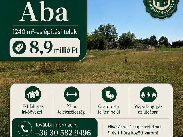 Eladó telek Aba 1240 nm
