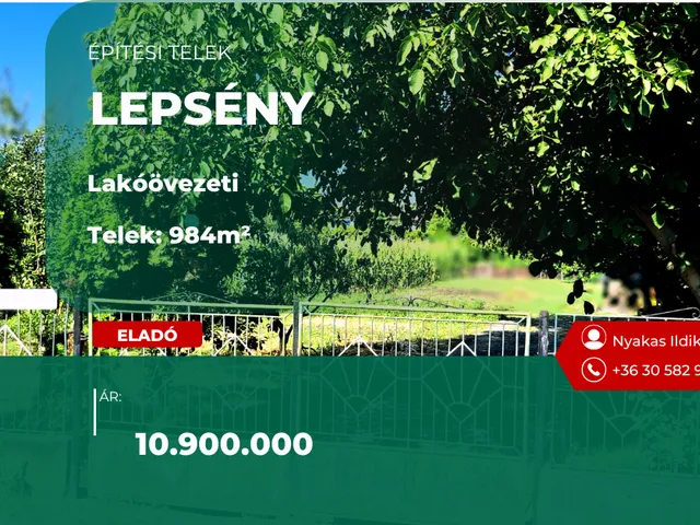 Eladó telek Lepsény 984 nm