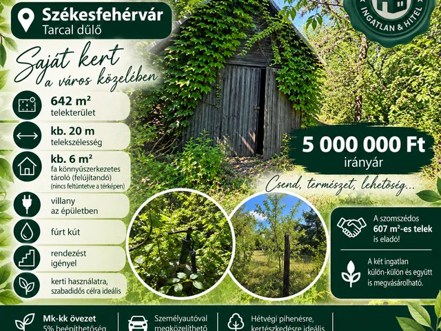 Eladó telek Székesfehérvár, Iszkaidűlő 642 nm