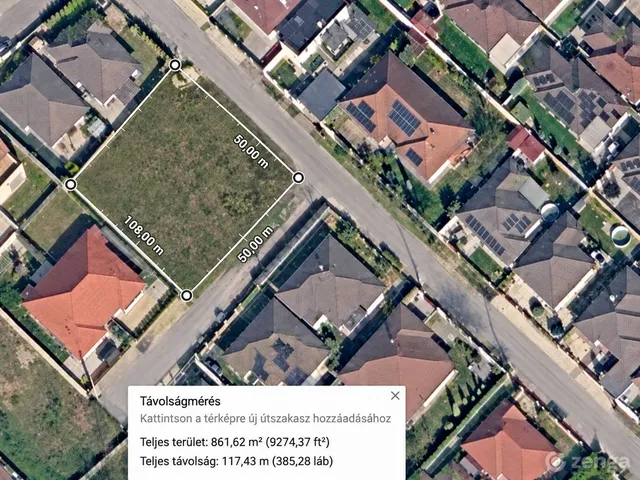 Eladó telek Szigetszentmiklós 850 nm