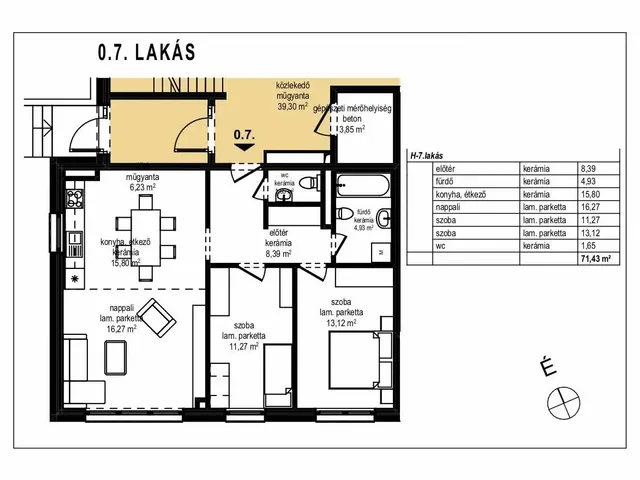 Eladó lakás Komárom 71 nm
