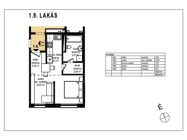 Eladó lakás Komárom 35 nm