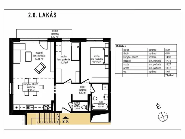 Eladó lakás Komárom 71 nm