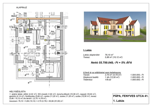 Eladó lakás Pápa 76 nm