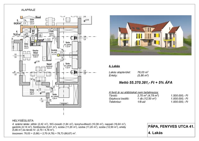 Eladó lakás Pápa 76 nm