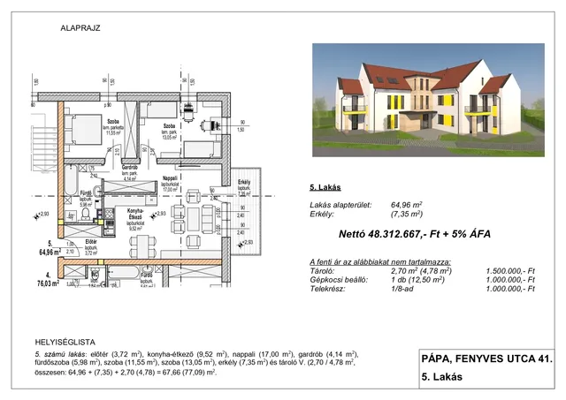 Eladó lakás Pápa 64 nm