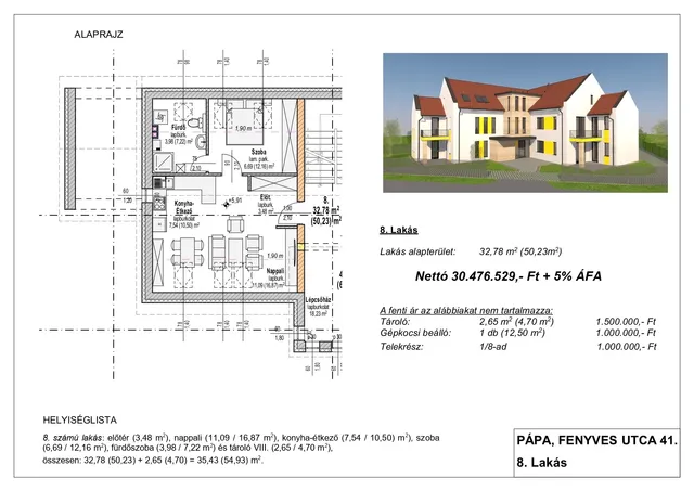 Eladó lakás Pápa 32 nm