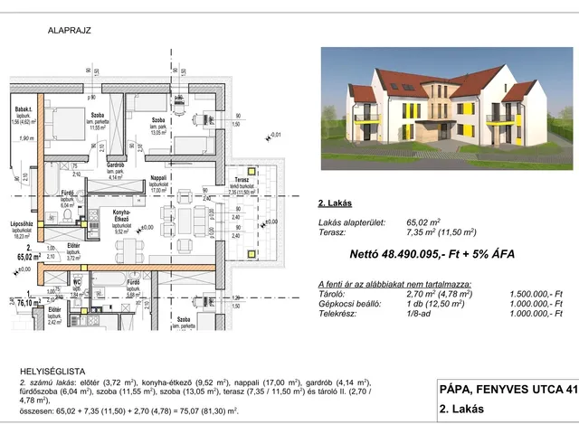 Eladó lakás Pápa 65 nm