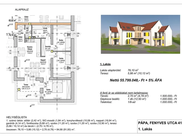 Eladó lakás Pápa 76 nm