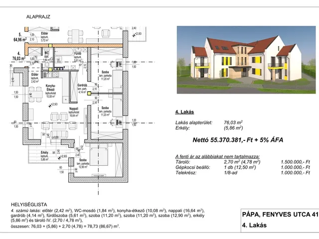 Eladó lakás Pápa 76 nm