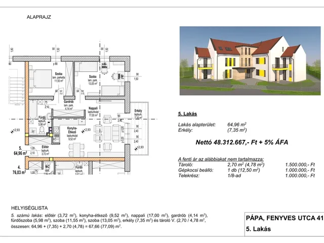 Eladó lakás Pápa 65 nm