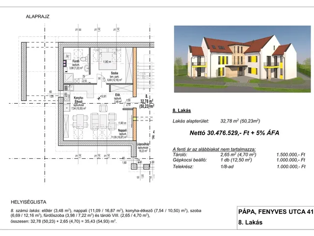 Eladó lakás Pápa 32 nm