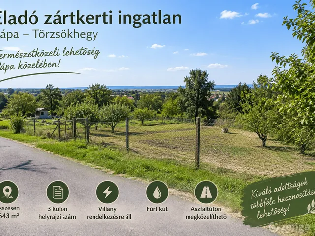 Eladó telek Pápa 1643 nm