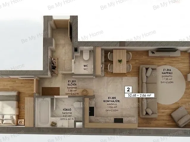 Eladó lakás Budapest III. kerület, Óbuda 55 nm