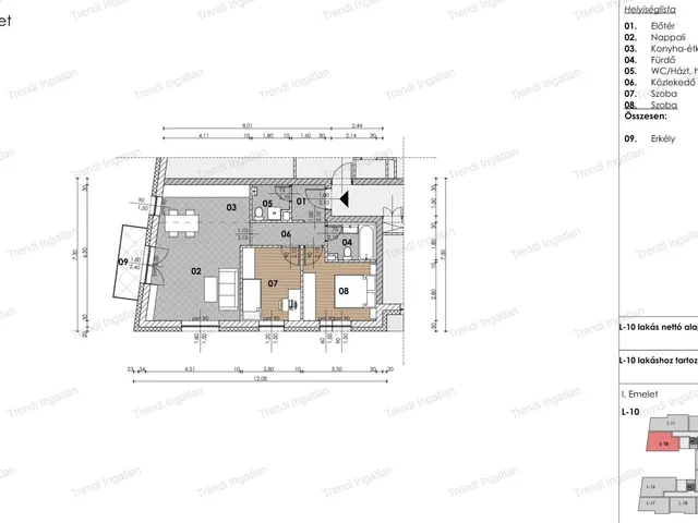 Eladó lakás Győr, Szitásdomb 62 nm