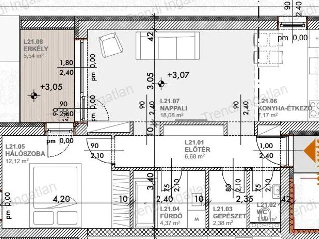 Eladó lakás Győr, Szabadhegy 53 nm
