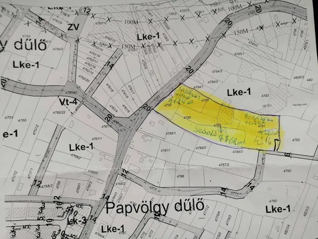 Eladó telek Vác, Papvölgy utca 16215 nm