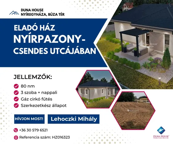 Eladó ház Nyírpazony 80 nm