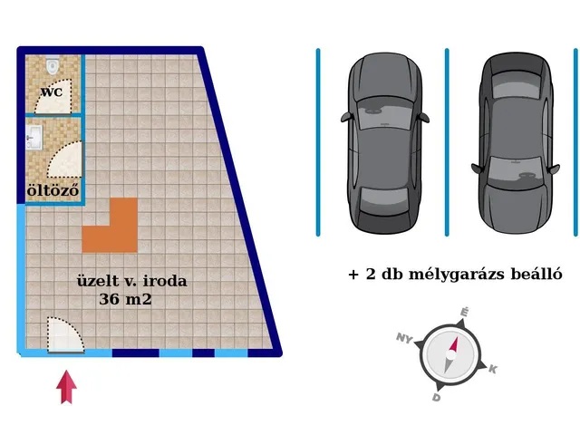 Kiadó kereskedelmi és ipari ingatlan Szombathely 36 nm