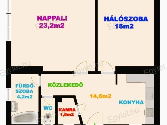 Eladó lakás Budapest III. kerület, Óbuda 59 nm