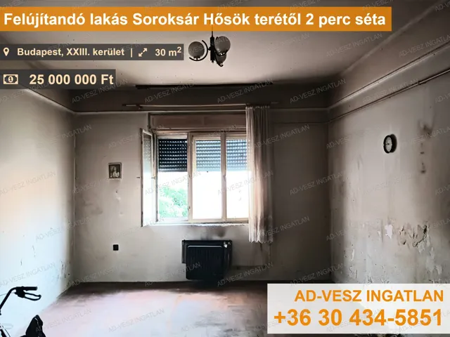 Eladó lakás Budapest XXIII. kerület, Soroksár 30 nm