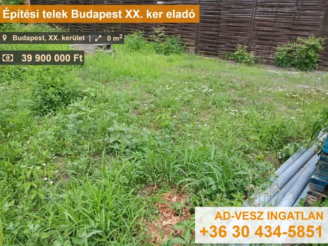 Eladó telek Budapest XX. kerület, Pesterzsébet 357 nm