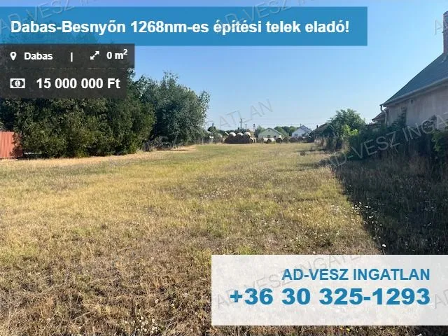 Eladó telek Dabas, Felsőbesnyő 1268 nm