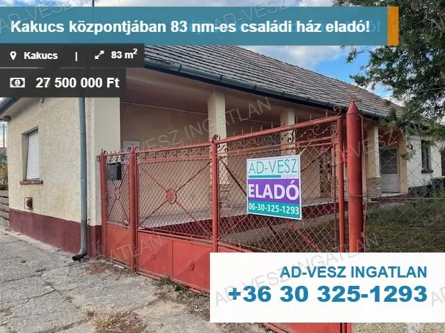 Eladó ház Kakucs 83 nm