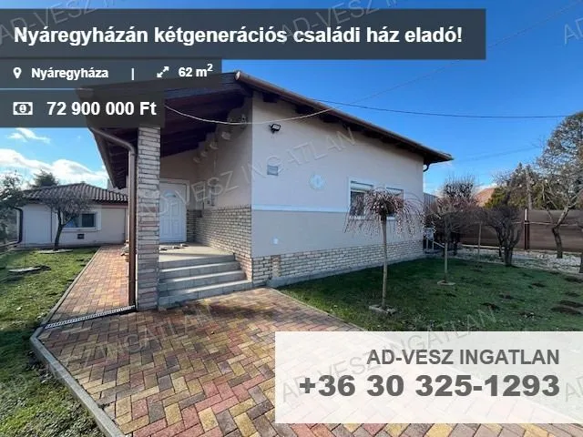 Eladó ház Nyáregyháza 62 nm