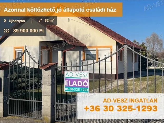 Eladó ház Újhartyán 82 nm