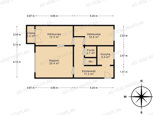 Eladó lakás Budapest X. kerület 68 nm