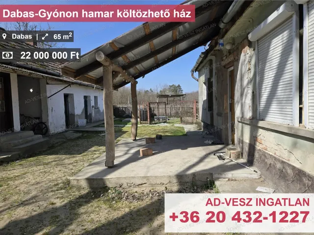 Eladó ház Dabas, Gyón 65 nm