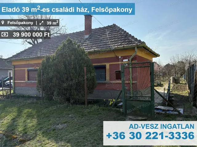 Eladó ház Felsőpakony 39 nm