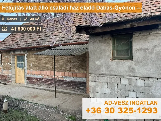Eladó ház Dabas, Gyón 43 nm