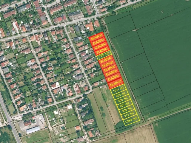 Eladó telek Mályi 1089 nm