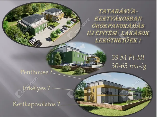 Eladó új építésű lakópark Tatabánya, Kertváros 45 nm