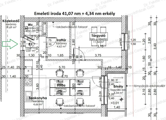 Eladó kereskedelmi és ipari ingatlan Győr, Szabadhegy, IRODA EM 6 7 9 14 43 nm