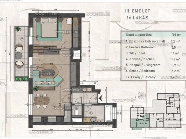 Eladó lakás Budapest XIII. kerület, Angyalföld 56 nm