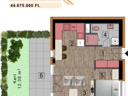 Eladó lakás Győr, Szabadhegy 44 nm